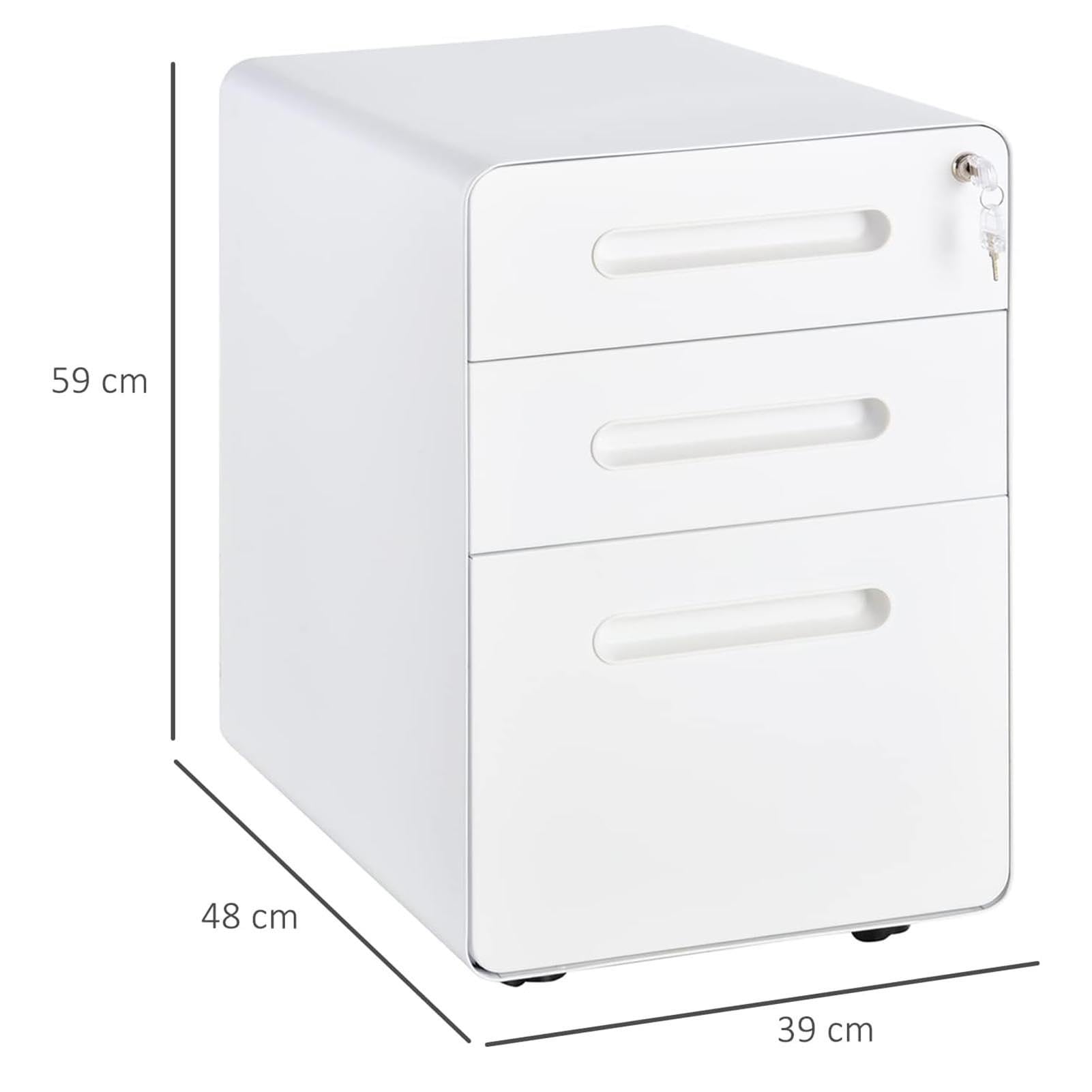 Cassettiera da Ufficio Mobile Schedario A 3 Cassetti, Adatto Per Formati A4, Legal E Letter, Con Design Anti-ribaltamento, Corpo Preassemblato E Cartelle Sospese