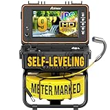 Anysun Inspektionskamera, Selbstnivellierende 1080P Endoskopkamera mit Licht mit Meter-markiertem Kabel, 9-Zoll IPS-Bildschirm, DVR-Rekorder, 23mm IP68 Wasserdichter Kamerakopf, 5100mAh Rohrkamera 30M