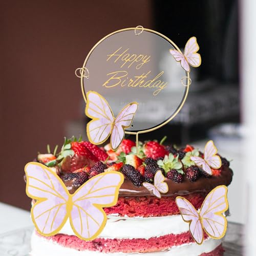 Alipis 1 Conjunto Feliz Aniversário Bolo Topper Borboleta Cupcake Toppers Decorações Do Bolo De Aniv
