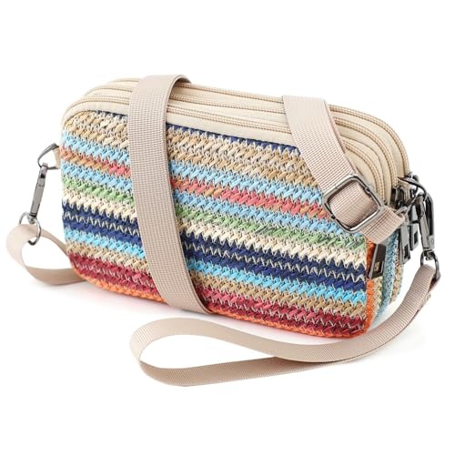BBORGDC Multicolor Stripe Straw Crossbody