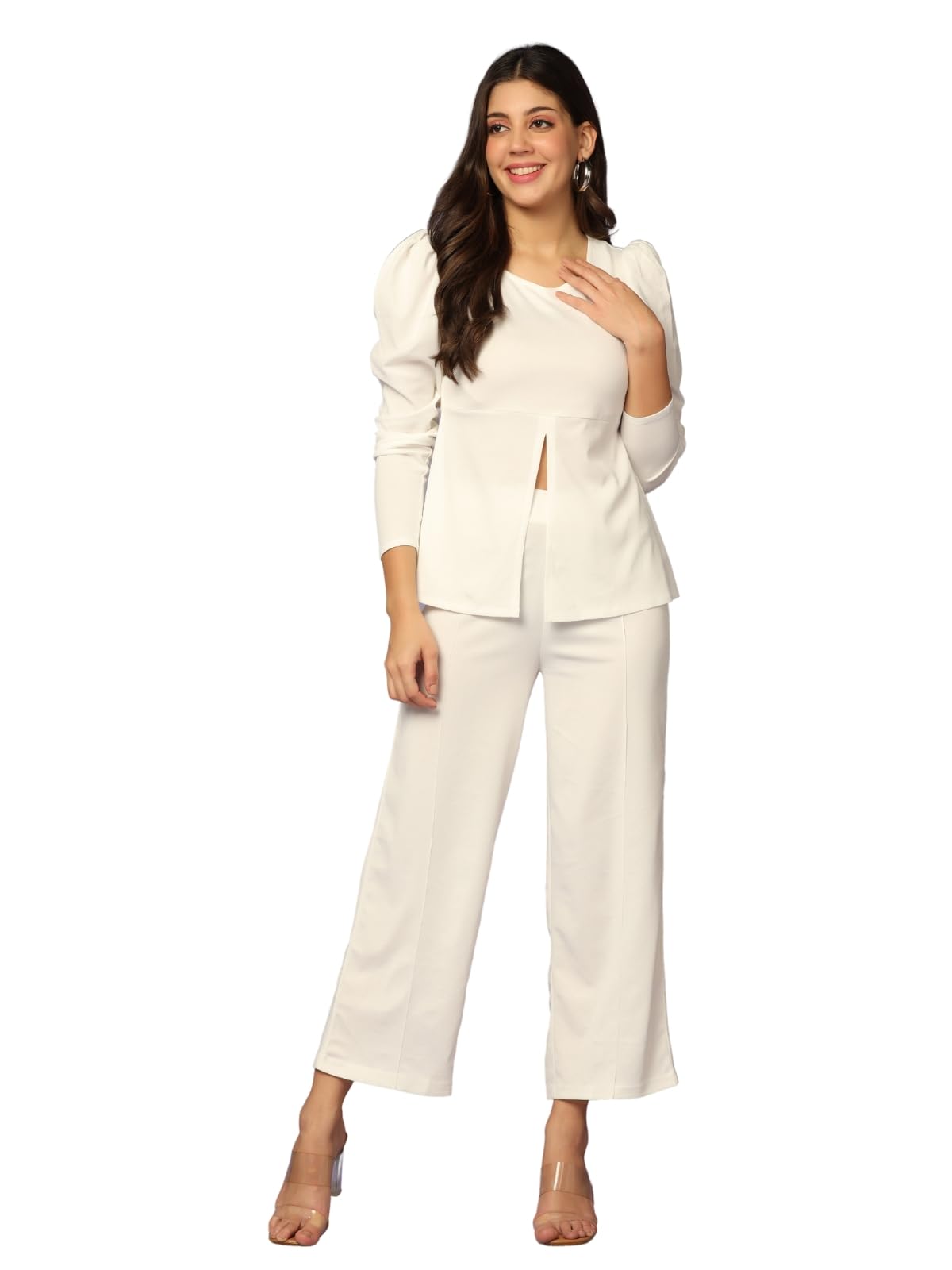 Dhruvi Trendz Womens Rayon Co-Ord Set Regular Fit Co-Ord Set (Dt-W1810&Tr866_White_Xl)