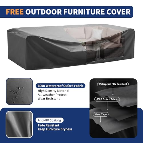 Vonzoy Patio Furniture Set, 7-Piece Outdoor Sectional With Waterproof Cover thumb #4