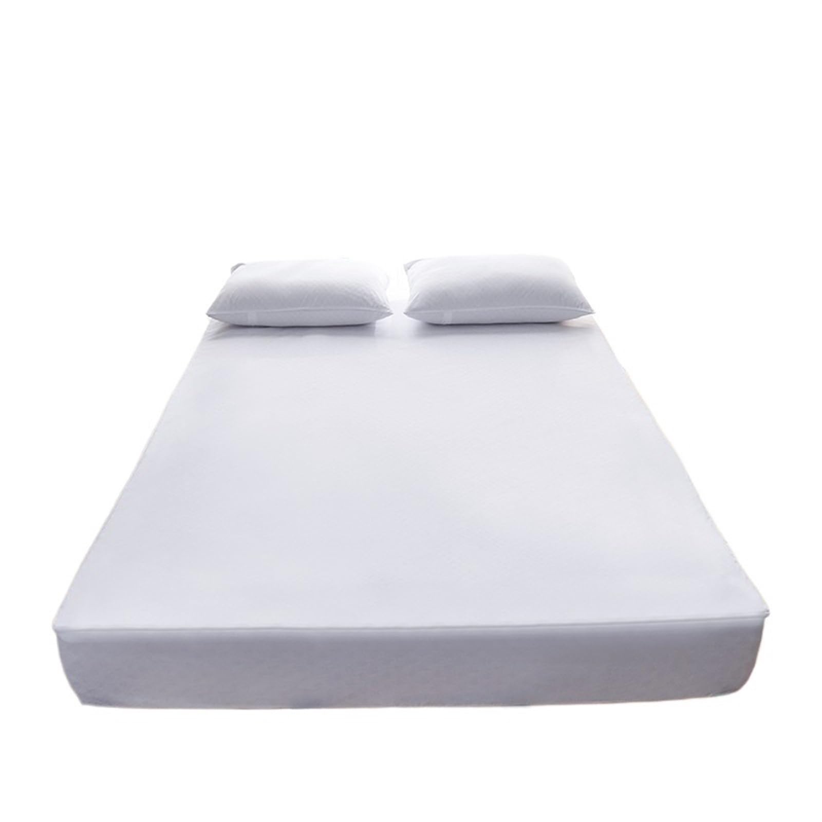 Wasserdichter Matratzenbezug Wasserdichter Matratzenbezug mit Reißverschluss, sechsseitiger All-Inclusive-Matratzenaufsatz, Queen-Size-Bettwäsche-Set, Matratze(White,150x200x15cm)