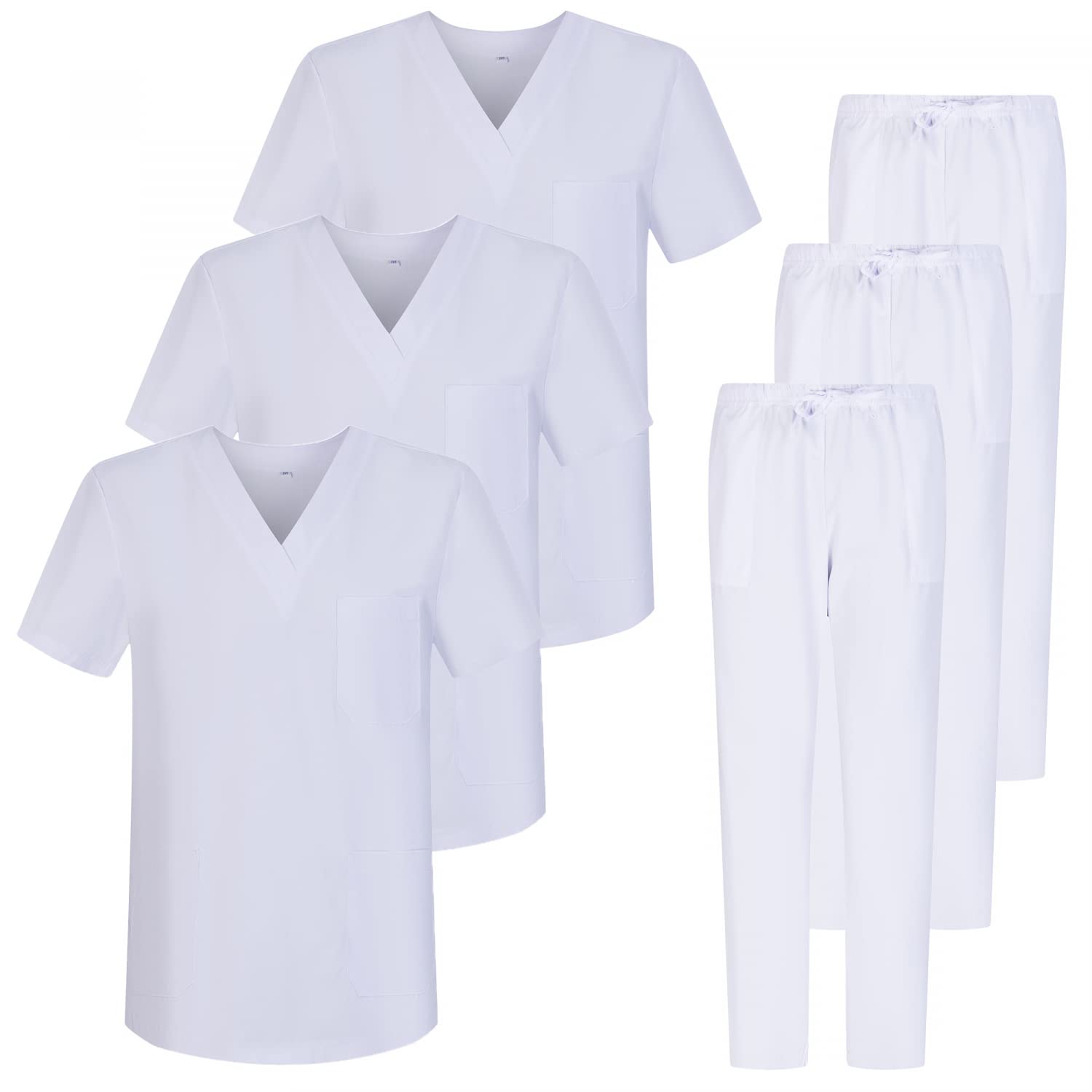 MISEMIYA - Packung * 3 Sets - Unisex-Hygieneuniform MEDIZINISCHE SANITÄREINHEITEN SANITÄRSETS 3-6801-6802 - Medium, Weiß 68