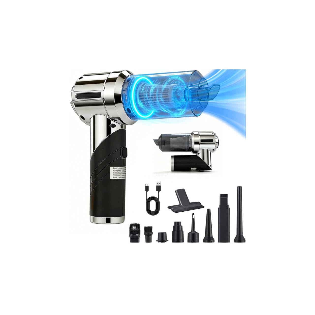 Car Vacuum Cleaner Cordless,27000Pa Foldable High Power Handheld Vacuum Cleaner,Rechargeable Mini Handheld Vacuum, Car Hoover with Blowing Function, for Car, Home, Office & Pet Hair