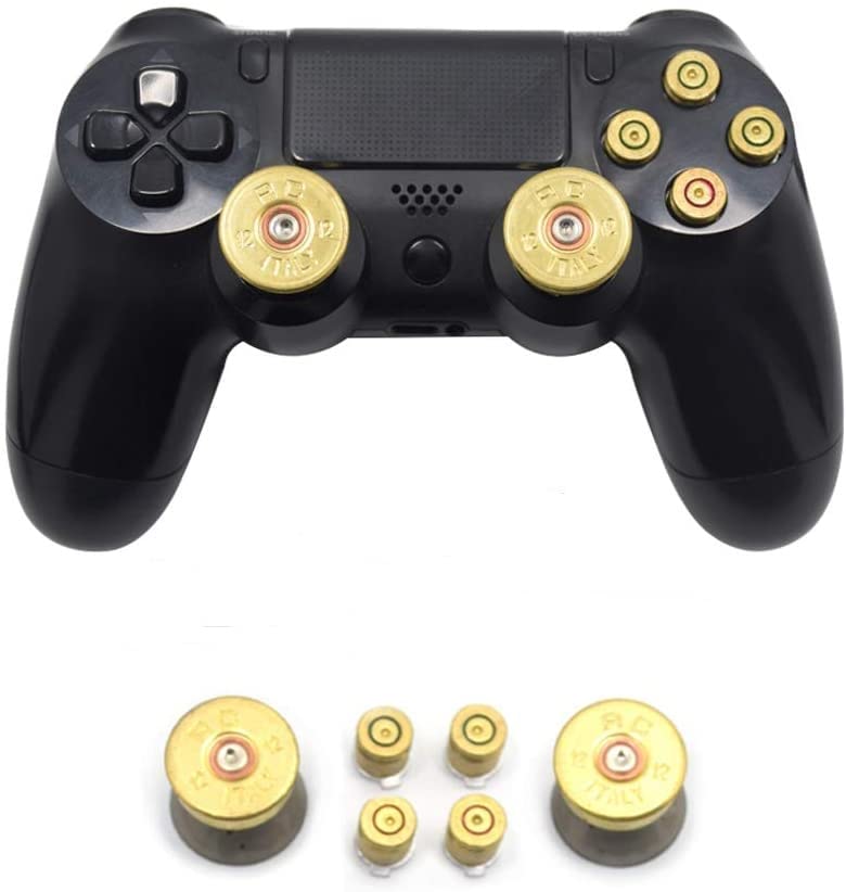 BCB Bullet Buttons for PS4 Controller I PS 4 Controller Bullet Buttons Set of 6 PC I Gold Buttons for PS4 Controller I Metal PS4 Buttons Bullets I The Gold Bullet Button for PS4 Controller