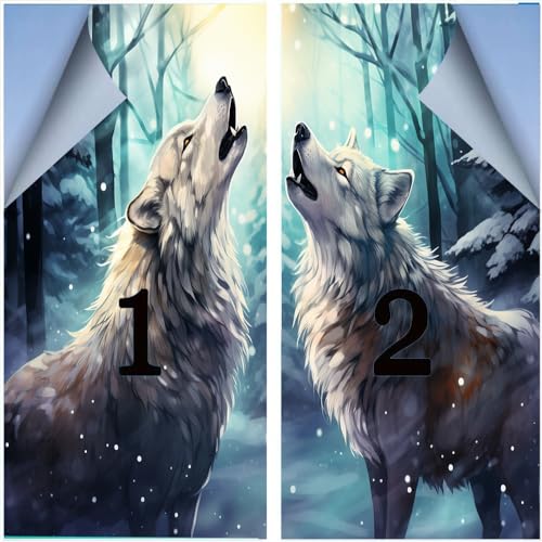 Película adhesiva de ventana privacidad lobos bosque 17.7x23.6 pulg x2 pcs miniatura 4