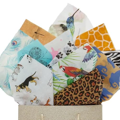 Paper Mart Papel de seda leopardo, folhas de papel decorativo de 50 x 76 cm em estampa animal, quant