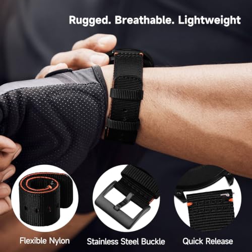 Image of WOCCI Nylon Watch Bands, Contrast Woven Design, Quick Release, Stainless Steel Buckle, Band Width 20mm 22mm 24mm 26mm