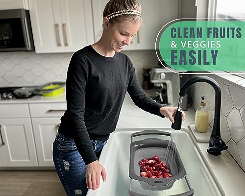 image for XL Large Kitchen Strainer by Comfify - Collapsible Silicone Over-The-S