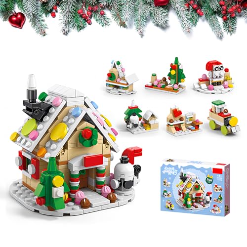 RevpoltIQ Juego de bloques de construcción de Navidad, árbol de Navidad, casa de jengibre, kit de construcción, escena navideña para niños, niñas, 6 – 12 años (casa de jengibre)