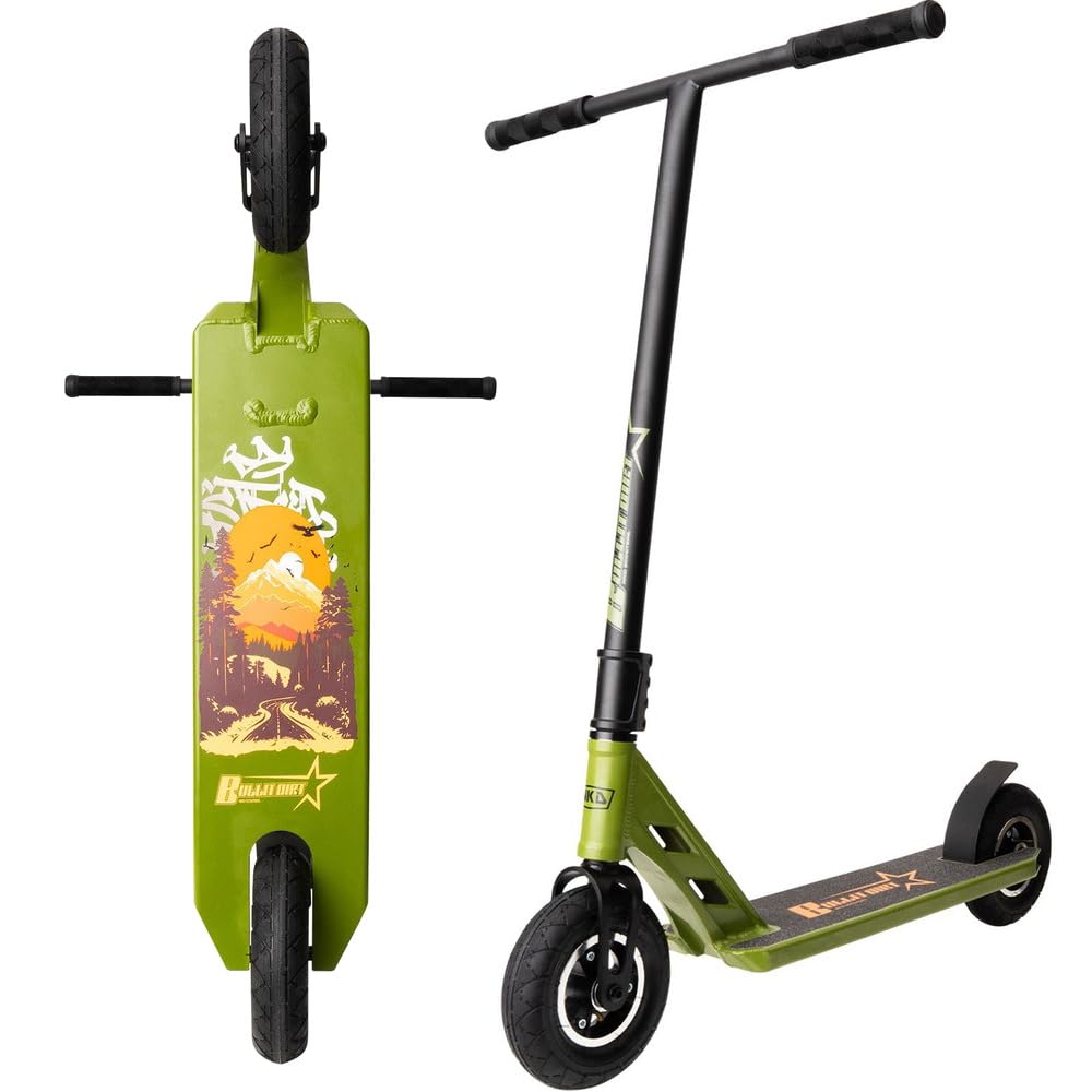 NKD Stunt Scooter Bullit Dirt | Pneumatici da 200 mm | Robusto alluminio 6061 | Progettato per durare a lungo con cuscinetti ABEC-9 | Manubrio a 360°
