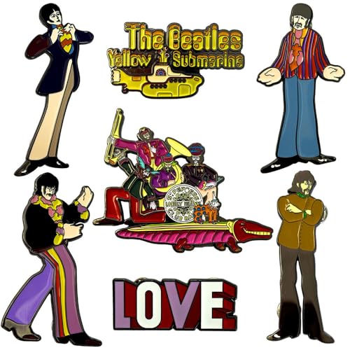 The Beatles Yellow Submarine Band Mini Pin Badge Set Size One Size - Les Beatles, Paul McCartney, John Lennon, RIngo Starr, George Harrison The Beatles Yellow Submarine Band Mini Pin Badge Set Size One Size
