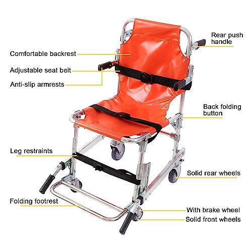 Krankentrage, Klappbare Krankentrage, 4-Rad-Treppenstuhl, Transfer-Treppenstuhl-Hebehilfe, Leichtgewichtiger Aluminium-Krankenwagen, Feuerwehr-Medizinlift, Klappbar, Für Ältere Menschen, Tra