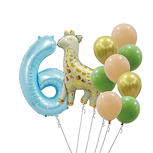 Image of 40 Inch light blue Number Balloons, Helium Mylar Foil Number Balloons for Birthdays, Number 6 Balloon for Party Decorations, Birthday Decorations, Boy Baby Shower