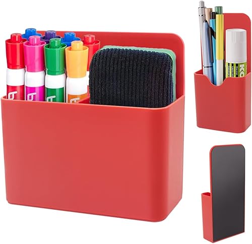 Soporte magnético para bolígrafo, paquete de 2 soportes magnéticos de borrado en seco con compartimentos generosos, marcador de almacenamiento