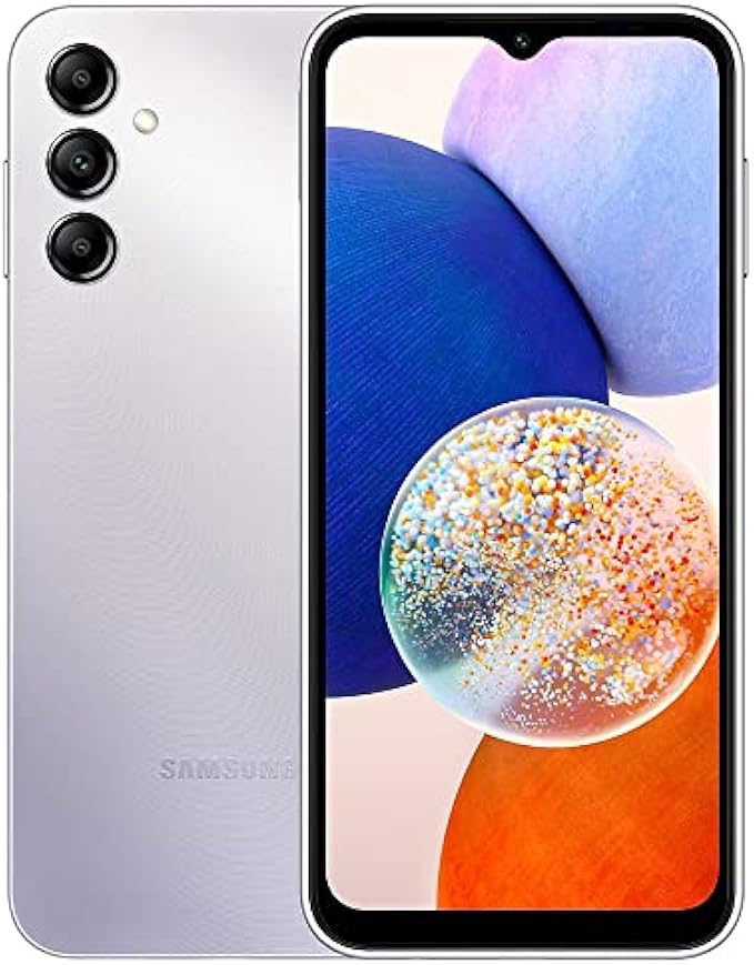 SAMSUNG Galaxy A14 5G + 4G LTE (128GB + 4GB) Unlocked Worldwide (Only T-Mobile/Mint/Tello USA Market) 1 Year Warranty Latin America 6.6" 50MP Triple Camera + (15W Wall Charger) (Silver)