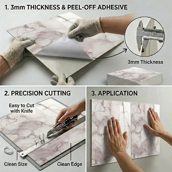 Image of OCEANSKY White Abstract Design Marble UV Panels, Pack of 1