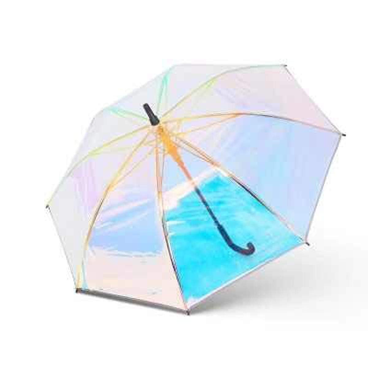VIDHI TRADELINK Holographic Transparent Umbrella for Girls and Women, Multi Colour, Rain and Sun Protection, Modern Style-image-23