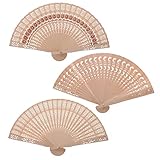 wrtgerht 3pcs Faltventilator im chinesischen Stil aus Holz Handventilator Handfaltventilatoren hohl gebogener Faltventilator for Frauen Mädchen hochzeitsdekorationen