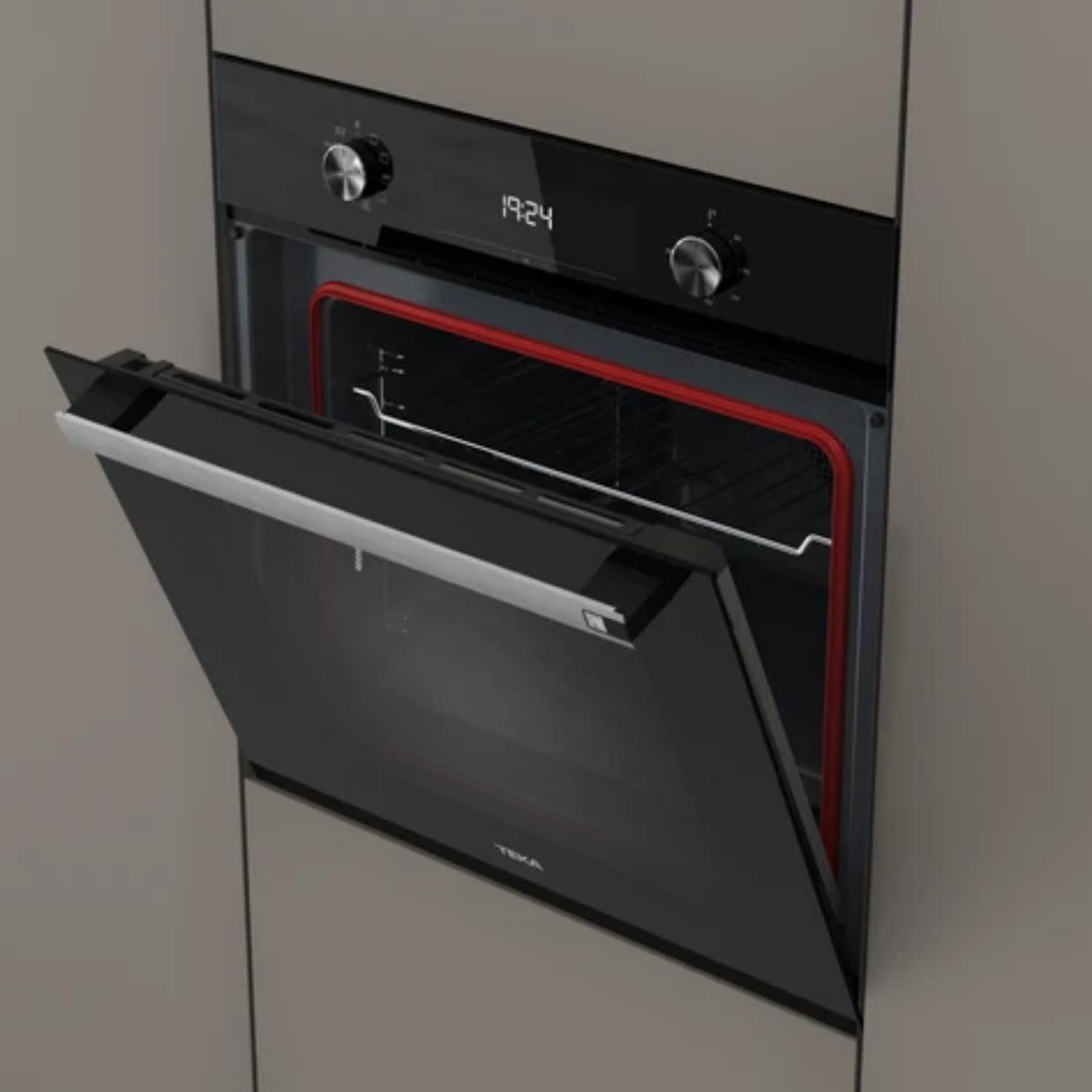 TEKA Horno Multifunción, Cristal Negro, Hydroclean, 8 Funciones