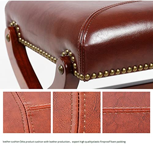 Cyytlfsd Leather Footrest Wood Ottoman,Rustic Foot Stools Ottoman Seat, Wood Footstool,Rectangle Footrest Small Ottoman For Living Room Bedroom (Black) #TOP4