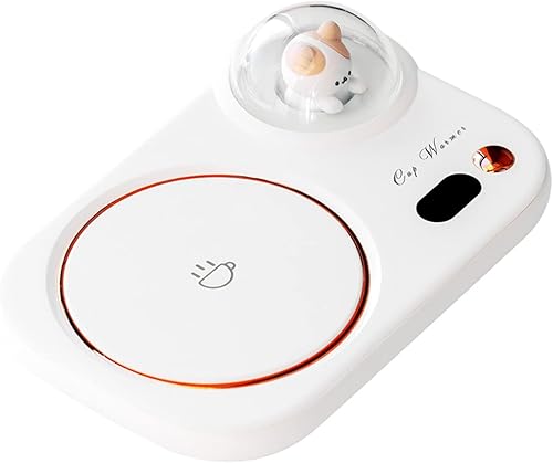 FAYDOVE - Calentador inteligente de taza de café, calentador de taza de café con bonita luz nocturna de gato, apagado automático, pantalla LED de 3