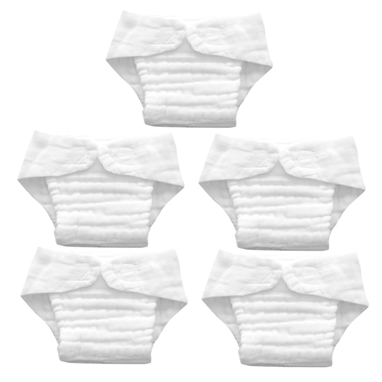 Pañales Reutilizables de Algodón para Bebés, 5 Piezas en Color Blanco, Lavables y Absorbentes, Previenen Irritación, Ideales para Uso Diario Sueño