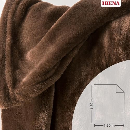 Ibena Kuscheldecke Olbia 130x180 cm - flauschig, warm & waschbar, fleecedecke braun einfarbig