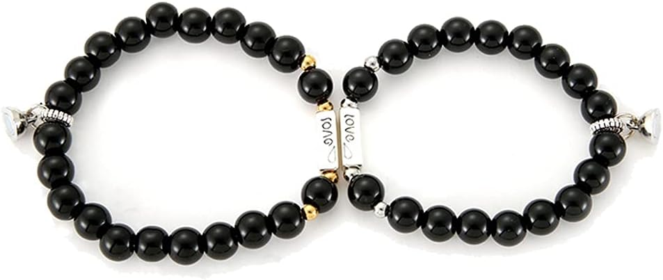 PianKeZQ Bead Couple Bracelets Magnetic Matching Beaded Bracelets Set Attraction Friendship Relationship Wish Bracelet Gift for Women Men Him Her Best Friends