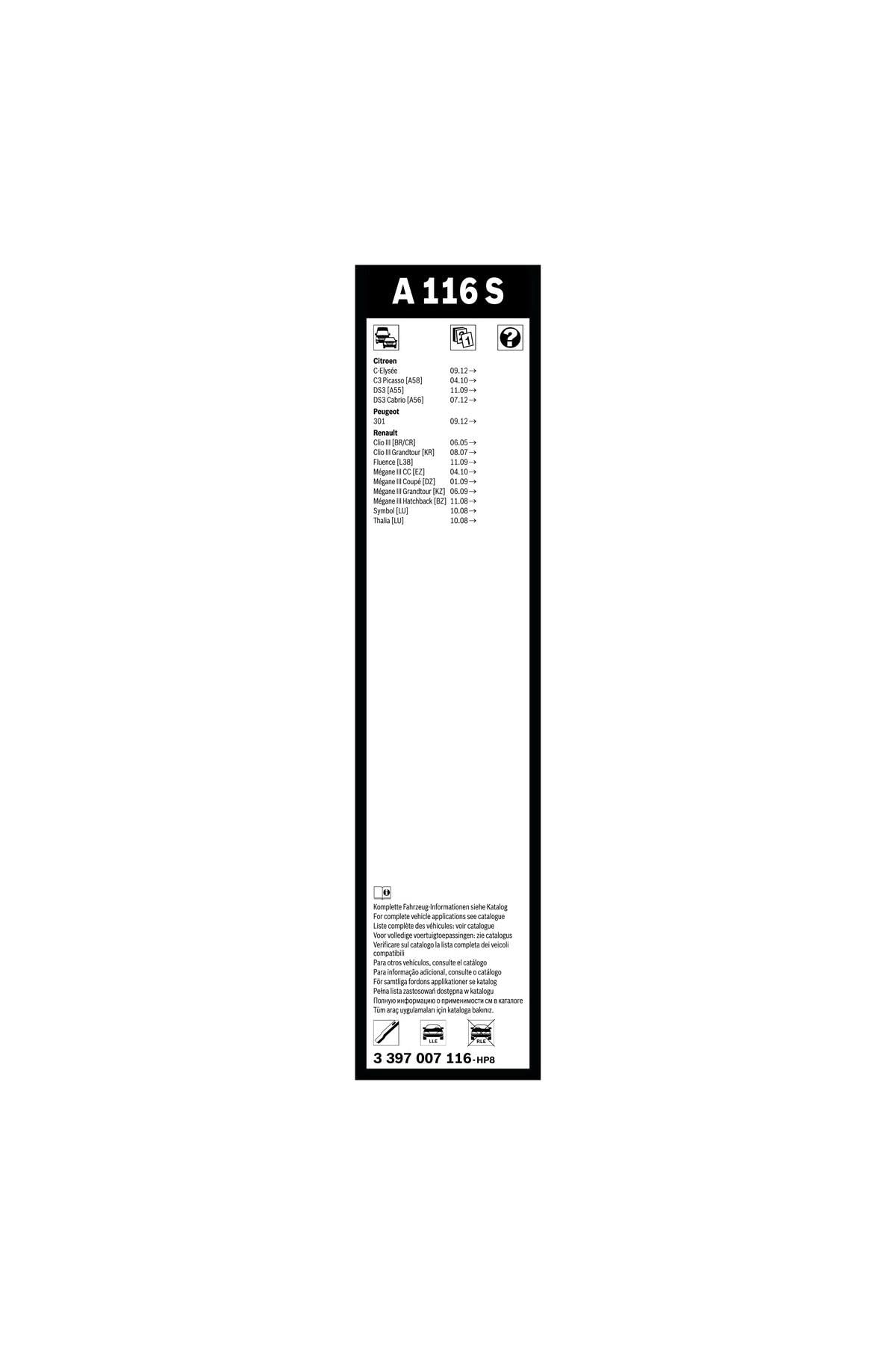 Bosch Aerotwin silecek seti - [600/400 mm] CITROEN C3 Picasso (2010-2021) [A58] #A116S