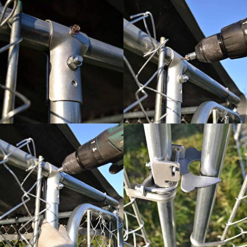 Hundezwinger mit Dach 3x3x1,83 m, verschließbare Tür, Tiergehege mit UV- & wasserbeständigem Dach