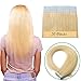 Produktbild Tape in Extensions Echthaar Haarverlängerung Klebeband Haarteil 100% Remy Human Haar (20 stück+10pcs free tapes) Mittelblond#24 14"(35cm)