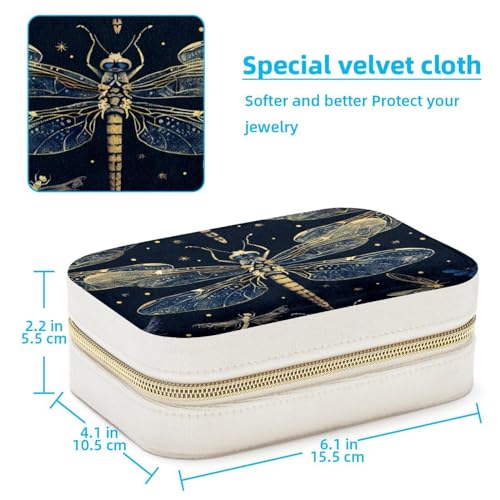 Boîte à bijoux portable libellule en écrin raffiné pour bagues et colliers