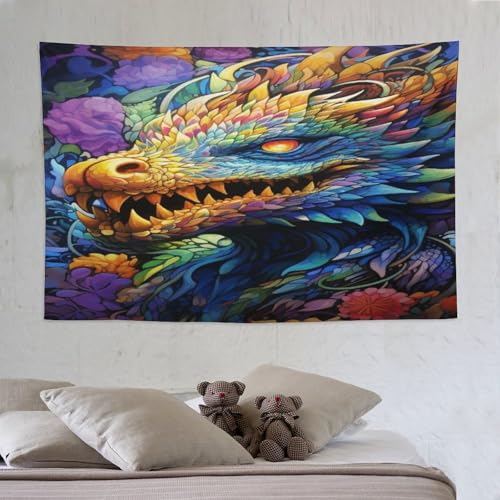Tapisserie dragon tissu mural polyester pour decorer une chambre ado