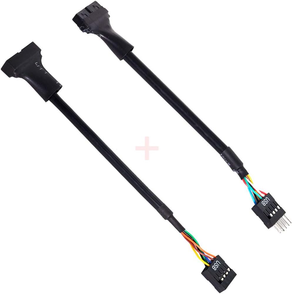 cablecc 2pcs USB 2.0 9Pin to USB 3.0 20pin Housing Header Female Cable Reversible for Motherboard