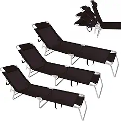 Kit 3 Cadeira Espreguiçadeira 4 Posições Em Alumínio Para Jardim Praia Piscina Preta - Mor