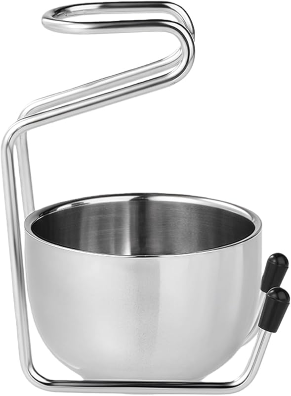 UPSTORE Conjunto com tigela e suporte para barbear em aço inoxidável, 2 peças