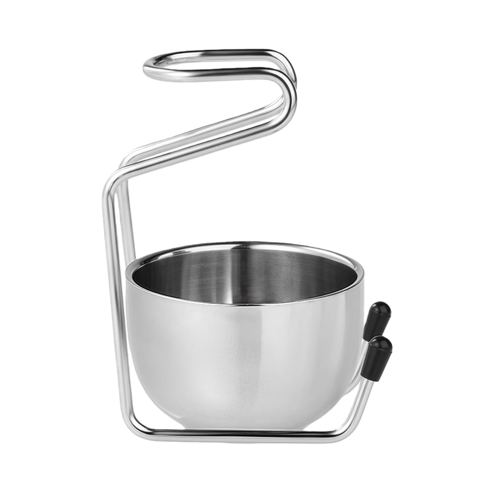 Supporto per pennello da barba con ciotola, in acciaio inox, supporto per pennello da barba, set per la pulizia del viso maschile (argento)