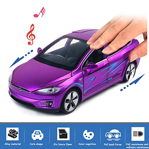 Diecast Car Model X Toy, 1:32 Scale Zinc Alloy Casting Pull Back Vehicles Door Opening With Sound And Light, Mini Electronic Toys Model X90 Collectible Car Toy For Toddlers Kids Birthday Gift #TOP4