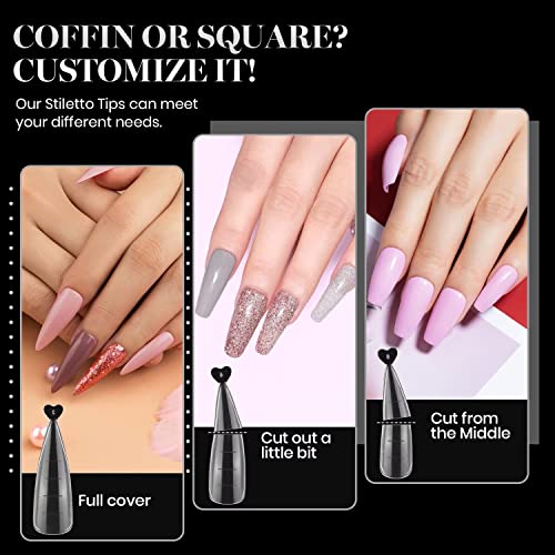 Beetles Poly Extension Gel Dual Nail Form - 144 Pcs Builder Nail Gel Flat Stiletto Nail Molds Coffin False Nail Tips For Gel Manicure Nail Art Design Salon Diy At Home #TOP1