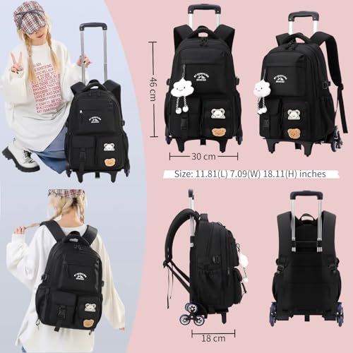 Kids Rolling Backpack for Girls Boys, Elementary & Middle School Bags with Wheels, Boys Roller Backpack Kids Bookbag with 6 Wheels, Khaki2