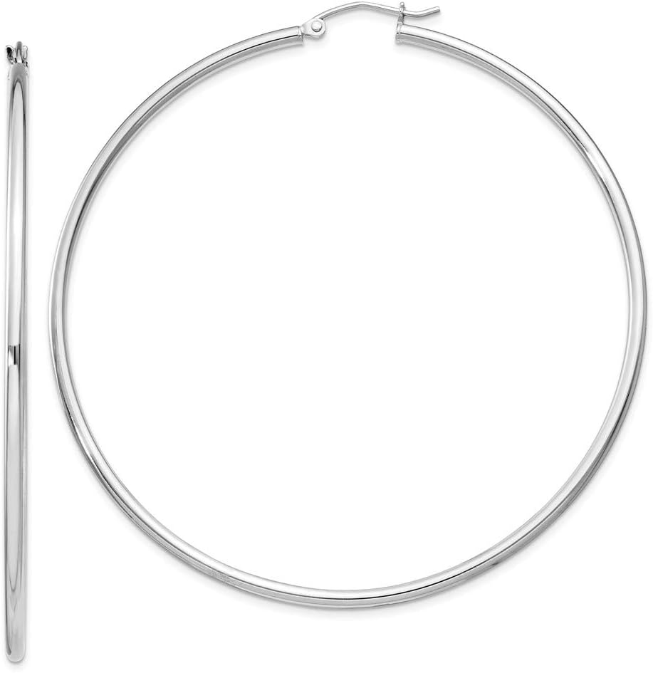 925 Sterling Silver 2mm Hoop Earrings - 67mm x 65mm