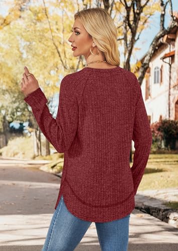 Image of WIHOLL Long Sleeve Shirts for Women Fall Sweaters Lightweight Trendy Tops