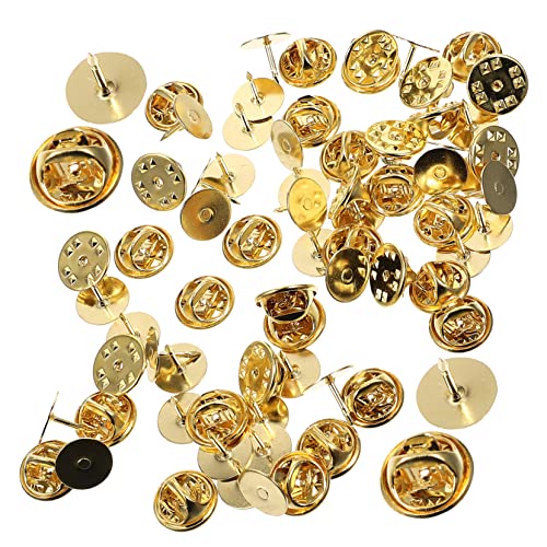 Housoutil 50Sets Locking Pin Back Replacement for Brooches Crafts Hats and Accessories Multi Function Clutch Backs with Smooth Opening Easy to Use for DIY Projects