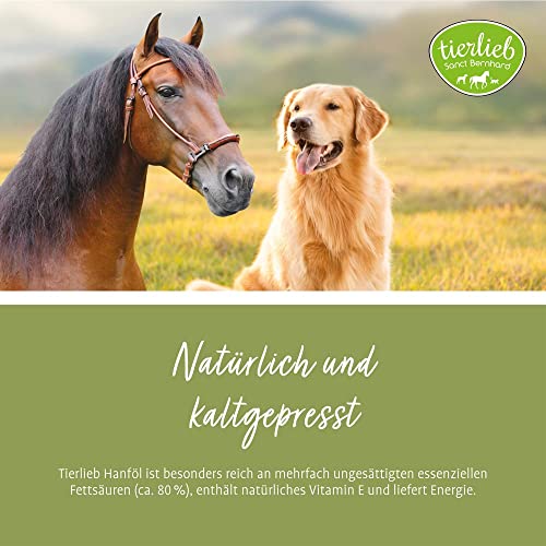 tierlieb Sanct Bernhard Hanföl | Für Hunde & Pferde | Natürlich & kaltgepresst | Mit Omega-3, Omega-6 & Vitamin E | Kontrollierte Qualität | 1000ml