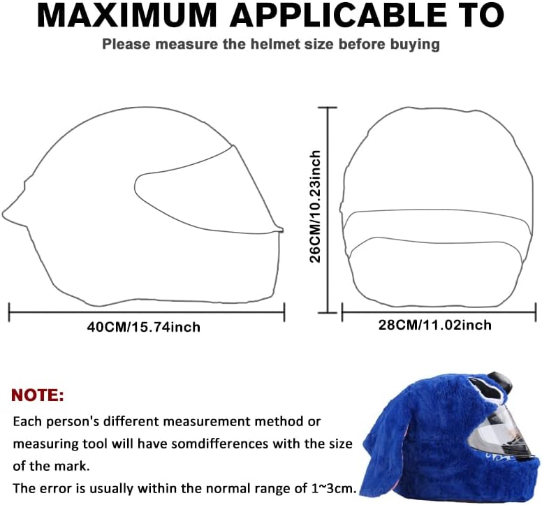 Miniatura 4 de Uchoose Divertida funda de casco de motocicleta de felpa para cascos de motocicleta de cara completa, bonita funda protectora a prueba de polvo para