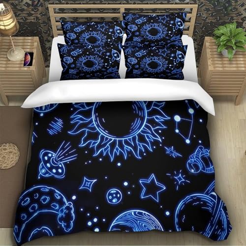 Housse de couette palmier néon 3D microfibre King 220x240 cm