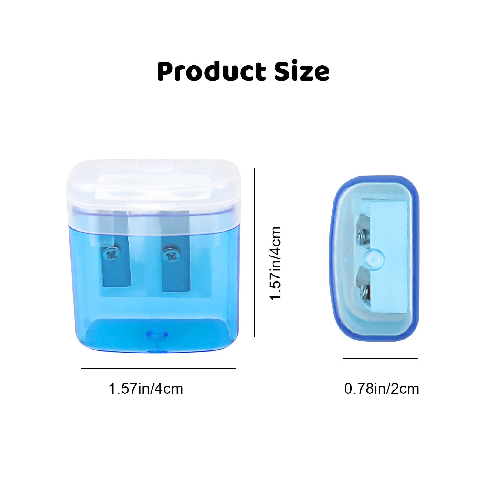TSHAOUN Temperamatite Manuale Colorato a Doppio Foro Con Coperchio e 8 Gomme in Plastica Bianca - Per Bambini, Adulti, Studenti, Scuola, Casa