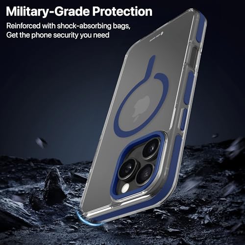 Image of eller sante Apex Magpro Back Cover Case for iPhone 16 Pro Max Scratch Resistant Camera Screen Protector TPU Shockproof 10ft Drop Protection Support Mag-Safe Wireless Charging- Blue